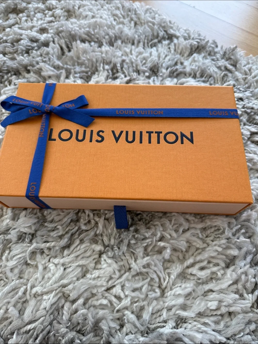 Louis Vuitton Orange Gift Box with Blue Ribbon
